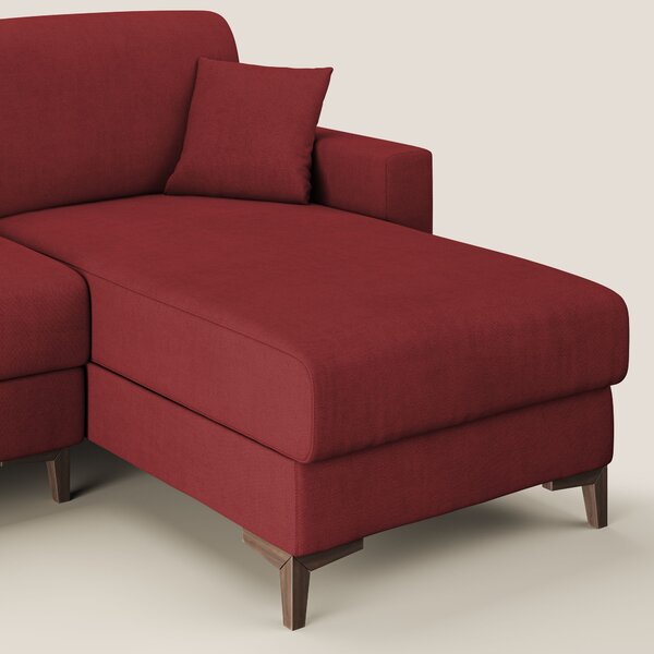 Kafka divano letto angolare in morbido tessuto impermeabile T02 rosso