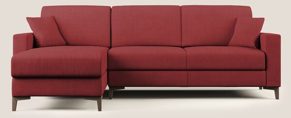 Kafka divano letto angolare in morbido tessuto impermeabile T02 rosso