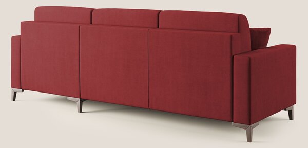 Kafka divano letto angolare in morbido tessuto impermeabile T02 rosso