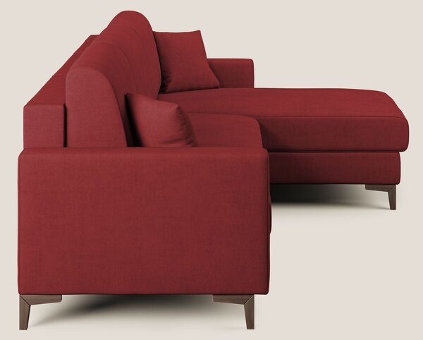 Kafka divano letto angolare in morbido tessuto impermeabile T02 rosso