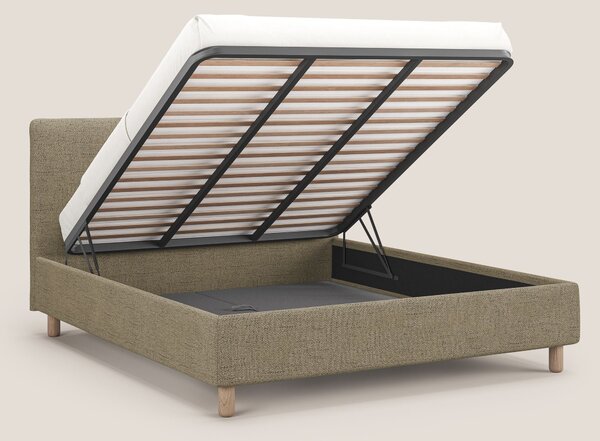 Serena letto contenitore salvaspazio scandinavo in tessuto fiammato im