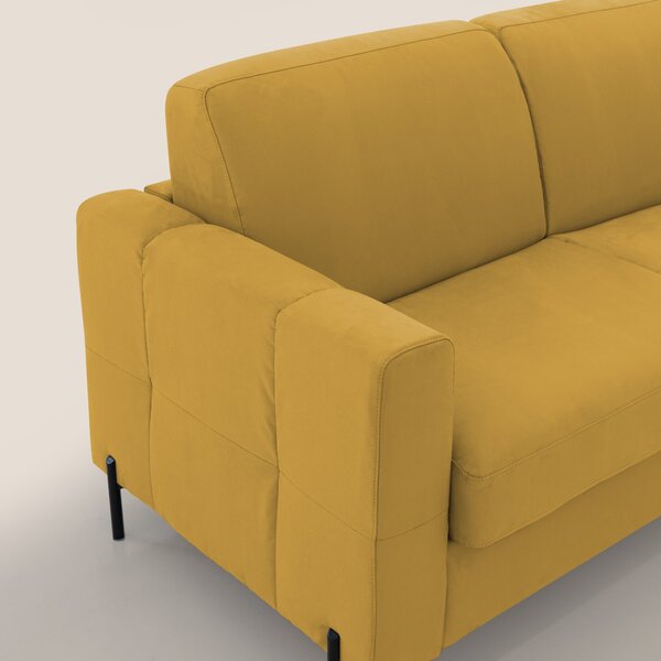 Ortensia divano letto materasso H18 cm con piedi alti in elegante micr