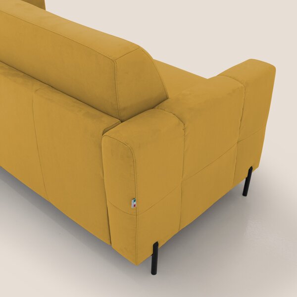 Ortensia divano letto materasso H18 cm con piedi alti in elegante micr