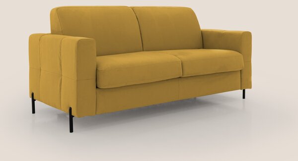 Ortensia divano letto materasso H18 cm con piedi alti in elegante micr