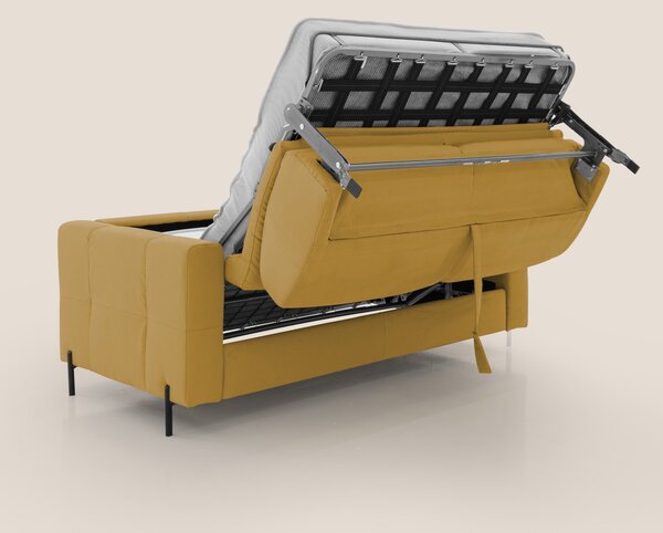 Ortensia divano letto materasso H18 cm con piedi alti in elegante micr