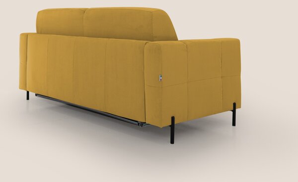 Ortensia divano letto materasso H18 cm con piedi alti in elegante micr
