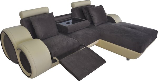 Divano angolare di design con suite angolare in pelle USB Rivestimento angolare del paesaggio Forma a L in velluto