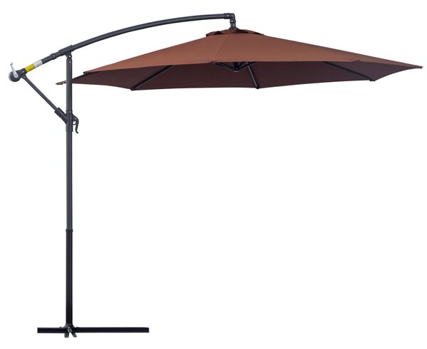 Outsunny Ombrellone Da Giardino 2.3m Apertura A Manovella Crema - Foto 7