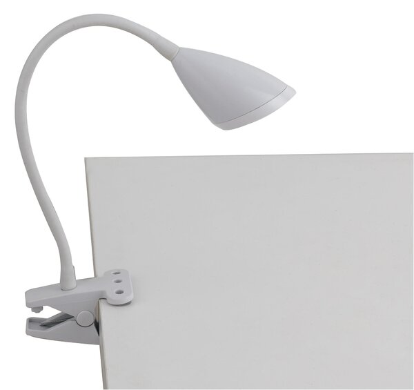 Lampada da scrivania con braccio snodabile e pinza, colore bianco