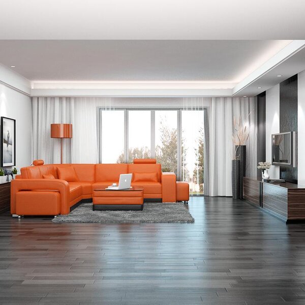 Divano in pelle con USB zona giorno divano angolare divano angolare design divano moderno F3017B