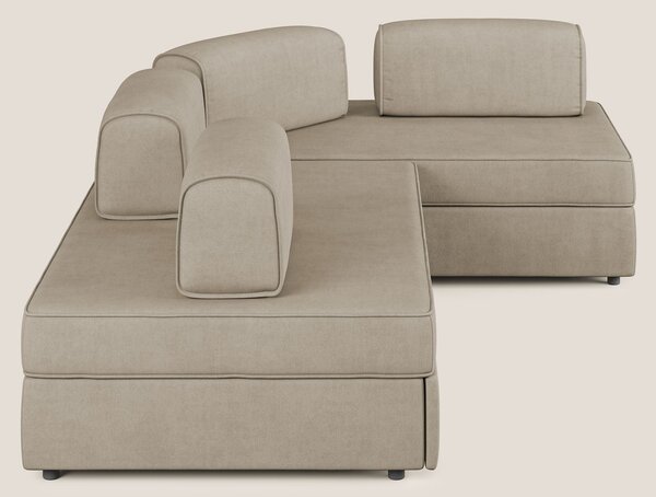 Liberty divano angolare con pouf estraibile e schienali movibili in te
