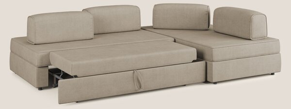 Liberty divano angolare con pouf estraibile e schienali movibili in te