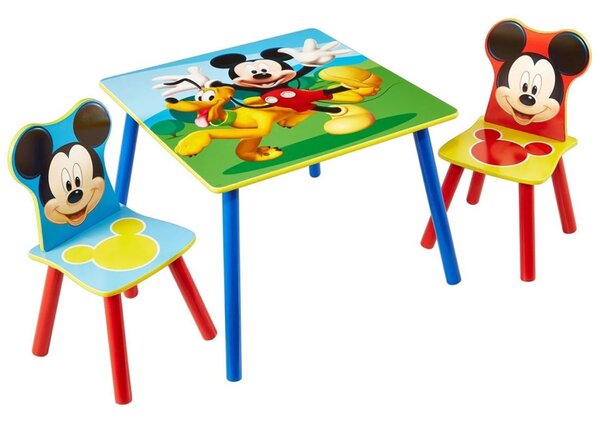 Disney 3 Pz Set Tavolo e Sedie Mickey Mouse in Legno WORL119014
