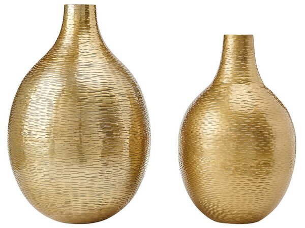 Set di 2 vasi fatti a mano in alluminio color oro Beliani