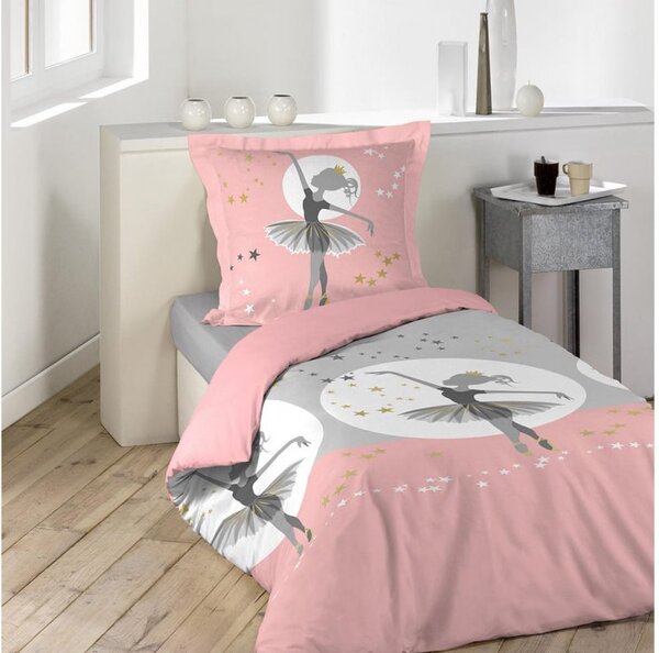 Biancheria da letto per bambini con ballerina colore rosa 140 x 200 cm