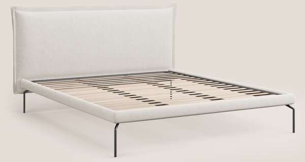 Eric letto imbottito design minimal in morbido tessuto impermeabile T1