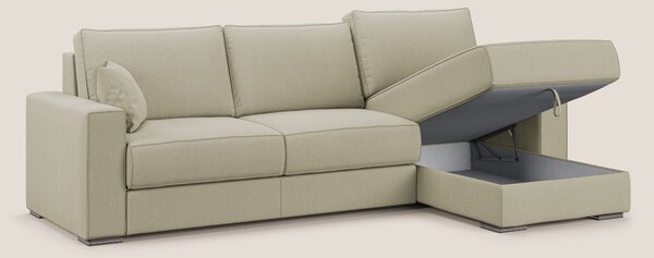 Dream Divano letto angolare in tessuto smacchiabile T05 panna