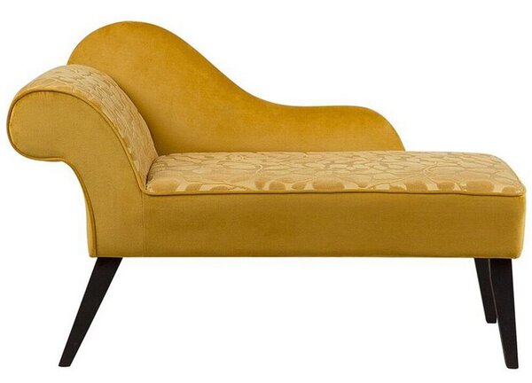 Chaise longue Rivestimento in Tessuto Giallo Gambe in Legno Scuro versione sinistra Stile Glam Beliani