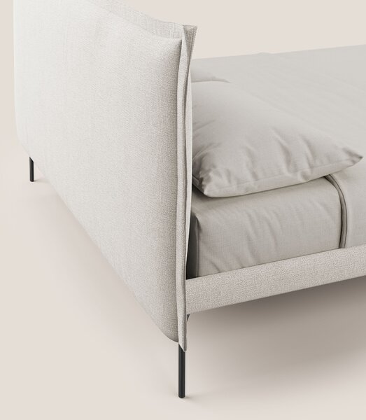 Eric letto imbottito design minimal in morbido tessuto impermeabile T1