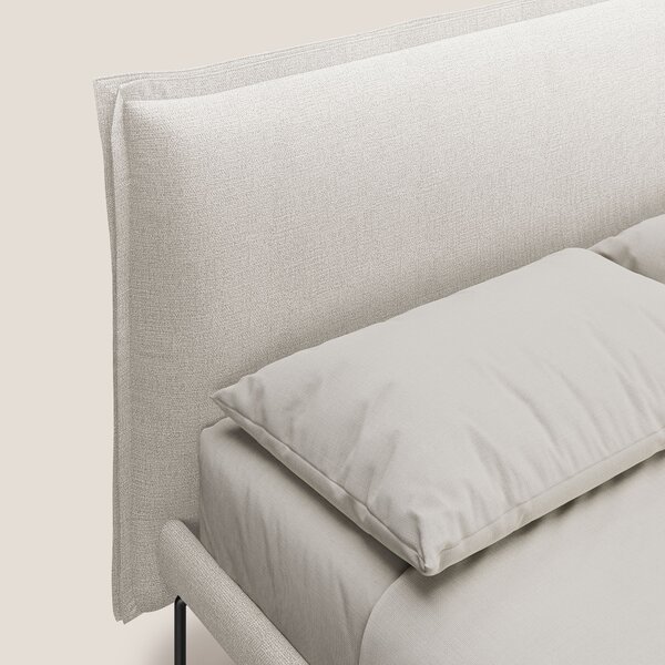 Eric letto imbottito design minimal in morbido tessuto impermeabile T1