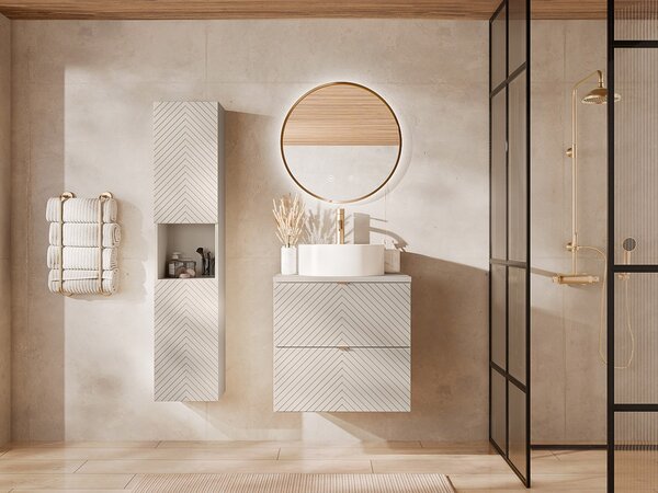 Colonna da bagno a spina di pesce con nicchia Colore beige H140 cm - DORIONI