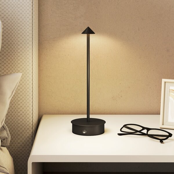 HOMCOM Set di 2 Lampade da Tavolo LED Ricaricabili con USB e Controllo Touch e Luce Regolabile Ø10x30 cm Nero | Aosom Italy