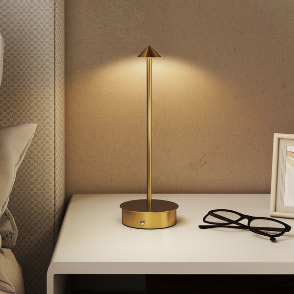 HOMCOM Set di 2 Lampade da Tavolo LED Ricaricabili con USB e Controllo Tattile e Luce Regolabile Ø10x30 cm Dorato | Aosom Italy