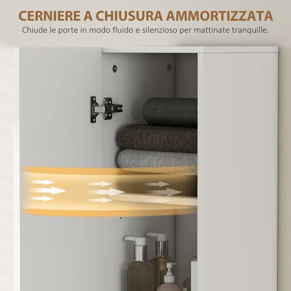 HOMCOM Mobile Bagno Sospeso a Colonna con Ripiani Regolabili e Chiusura Soft Close, 30x31.5x160 cm, Bianco | Aosom Italy