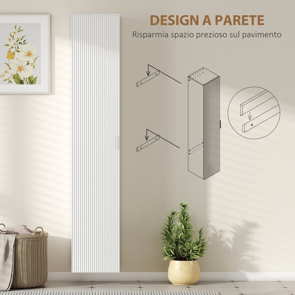 HOMCOM Mobile Bagno Sospeso a Colonna con Ripiani Regolabili e Chiusura Soft Close, 30x31.5x160 cm, Bianco | Aosom Italy