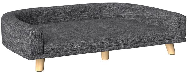 PawHut Divano rialzato per cani grandi con cuscino lavabile e gambe in pino, Portata 40 kg, 98 x 67 x 25 cm, Grigio scuro | Aosom Italy