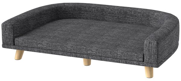 PawHut Divano rialzato per cani grandi con cuscino lavabile e gambe in pino, Portata 40 kg, 98 x 67 x 25 cm, Grigio scuro | Aosom Italy