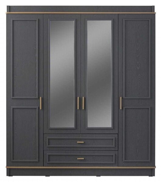 Armadio Armadio per bambini Armadio in legno Specchio Grigio Armadio in legno