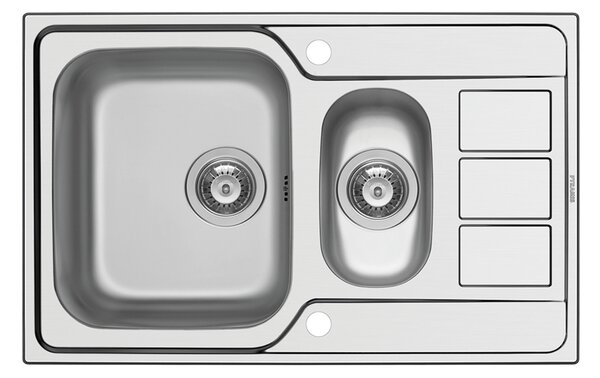 Lavello Doppio Da Incasso In Acciaio Inox 201 – 80x60x15,5 Cm, Con Paraspruzzi E Due Vasche, Per Cucina Moderna