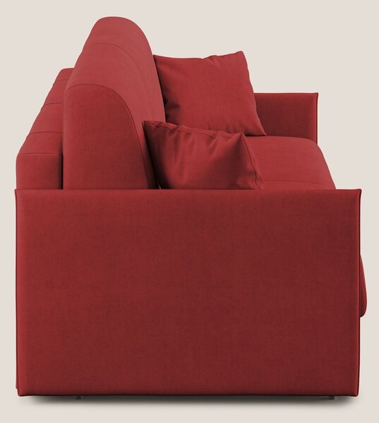 Evans Divano letto in morbido tessuto impermeabile T02 rosso