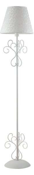 Lampada da terra Perla bianco, in metallo, con paralume in tessuto, H 165 cm, LUCE AMBIENTE DESIGN