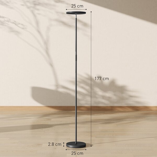 HOMCOM Lampada da Terra Uplighter RGB, Lampada Dimmerabile con Telecomando e Controllo Touch, Testa Orientabile 350°, Nero | Aosom Italy