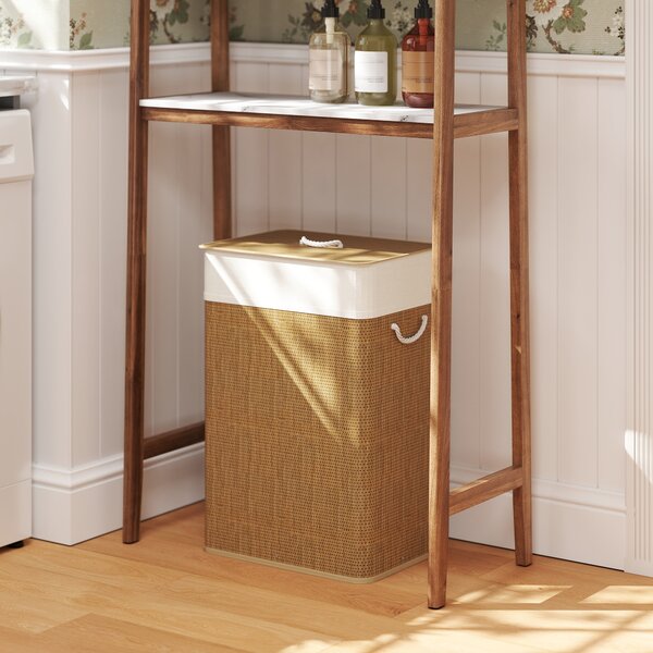 Cesto Portabiancheria 72L con Sacco Rimovibile 40x30x60 cm in Vimini e Bambù Marrone
