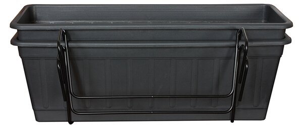 Cassetta portafiori con supporto in plastica antracite H 20 cm, L 17 x L 50 cm