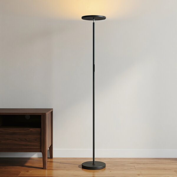HOMCOM Lampada da Terra Uplighter RGB, Lampada Dimmerabile con Telecomando e Controllo Touch, Testa Orientabile 350°, Nero | Aosom Italy