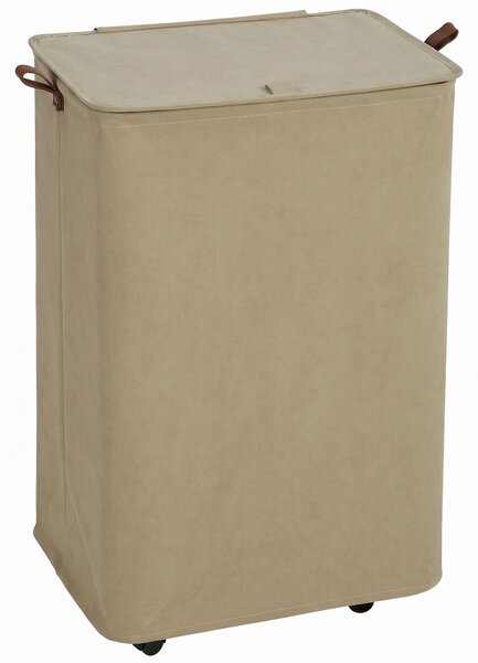 HOMCOM Cesto per Biancheria con Coperchio e Ruote 50 L, Cesta Pieghevole con Sacca a Coulisse Removibile, 40x30x65 cm, Cammello | Aosom Italy