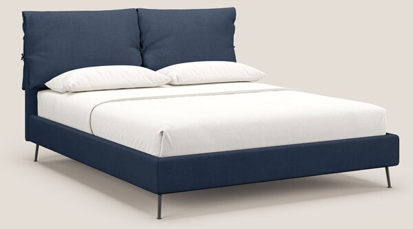 Artemisia letto imbottito con piedini alti sfoderabile in tessuto smac