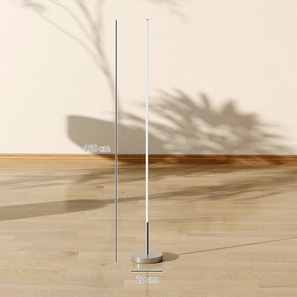 HOMCOM Lampada da Terra LED Alta 150 cm con Temperatura del Colore Regolabile e Telecomando, Argento | Aosom Italy