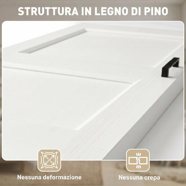 HOMCOM Porta Scorrevole Interna in Legno di Pino con Binario Silenzioso, Guida, Kit Ferramenta, Bianco | Aosom Italy