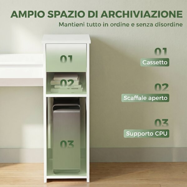 HOMCOM Scrivania per Studio e Scrittura con Cassetto e Scaffali, 108x50x82 cm, Bianco | Aosom Italy