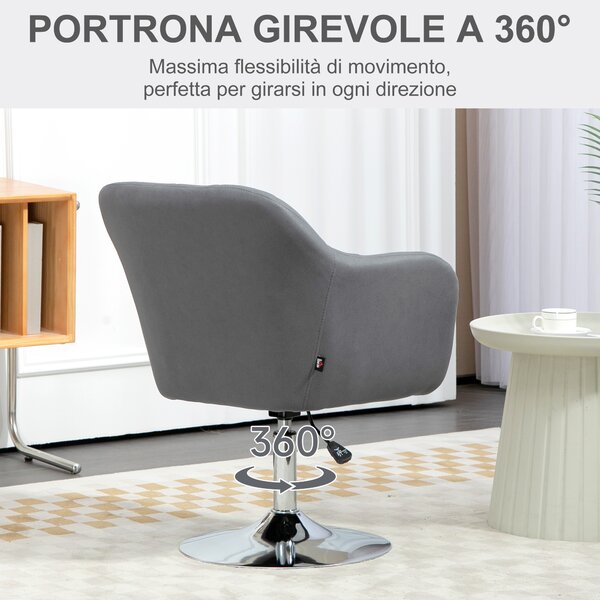 HOMCOM Sedia per Scrivania Girevole con Altezza Regolabile Cuscino Lombare, Tessuto Tecnico, Grigio | Aosom Italy