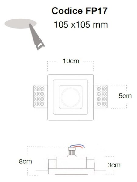 Faretto incasso lampadari bartalini ireob fp17 gu10 mr11 led gesso verniciabile - Lampadari Bartalini Gesso