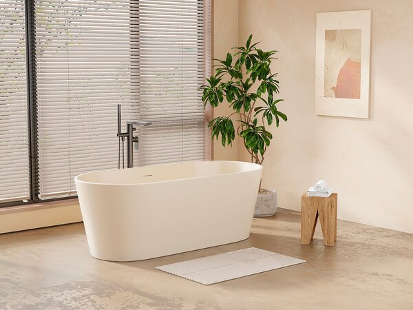 Vasca da bagno ovale freestanding - 159 x 74 x 56 cm - Acrilico - Beige opaco - 255L - LUZECA