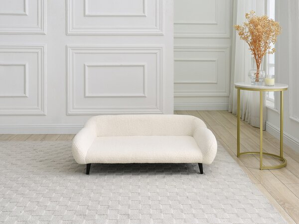 Divanetto per animali in tessuto bouclette e gambe metallo L.99 x P. 61 cm Bianco crema - ZOLIA