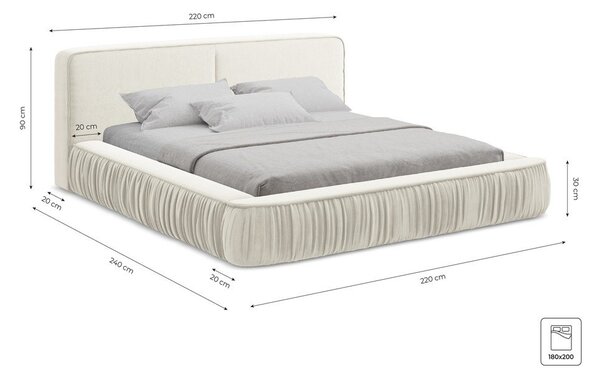Letto matrimoniale imbottito beige con contenitore e rete inclusi 180x200 cm Keoni – Makamii