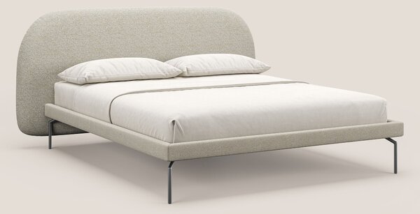 Soleil letto imbottito di design con piedi alti in metallo in bouclet